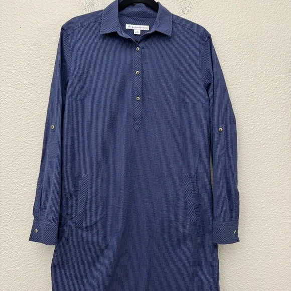 Southern Tide Blue Stripe Seersucker Popover Shirt Dress Size Small - Picture 2 of 11